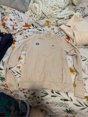 Lululemon Team Canada Beige Quarter-Zip Pullover